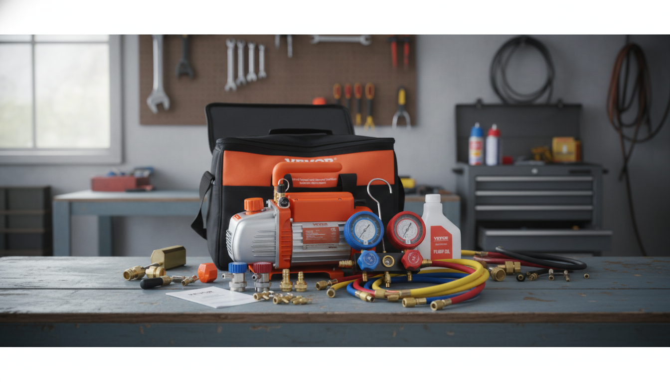 1/5HP 3.5 CFM Vacuum Pump Kit: HVAC Manifold Gauges