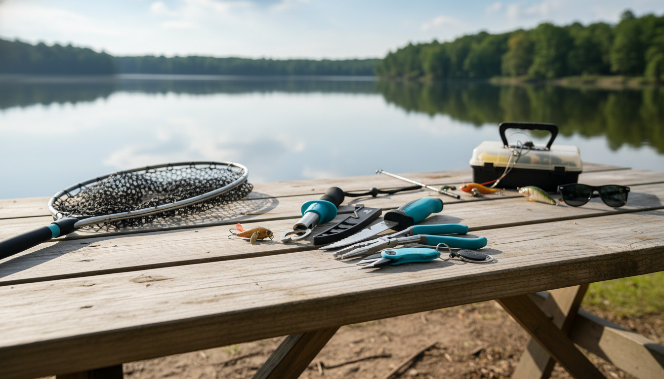4-Piece Fishing Tool Kit: Pliers, Knife, Gripper, Snip