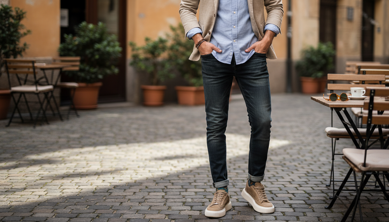 Antony Morato Beige Leather Sneakers for Smart-Casual