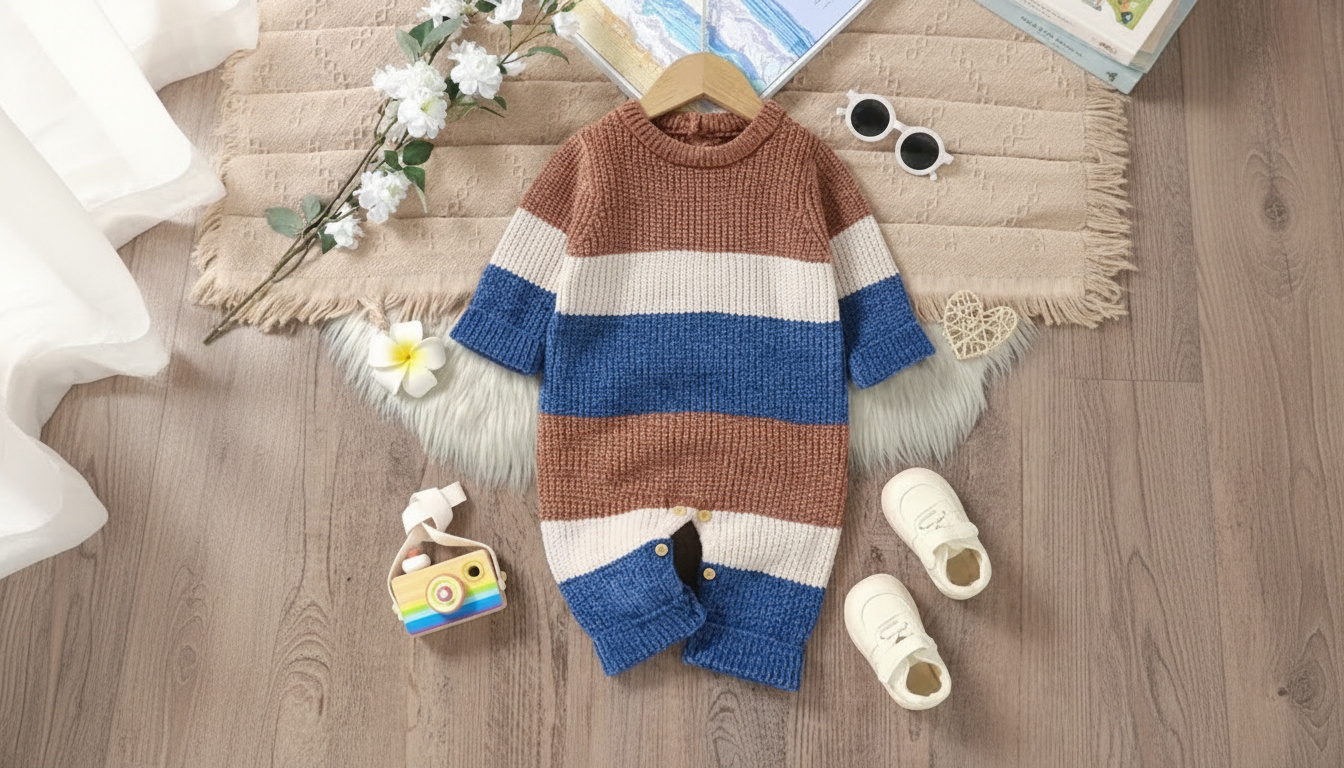 Cozy Striped Baby Romper: Newborn to 18 Months