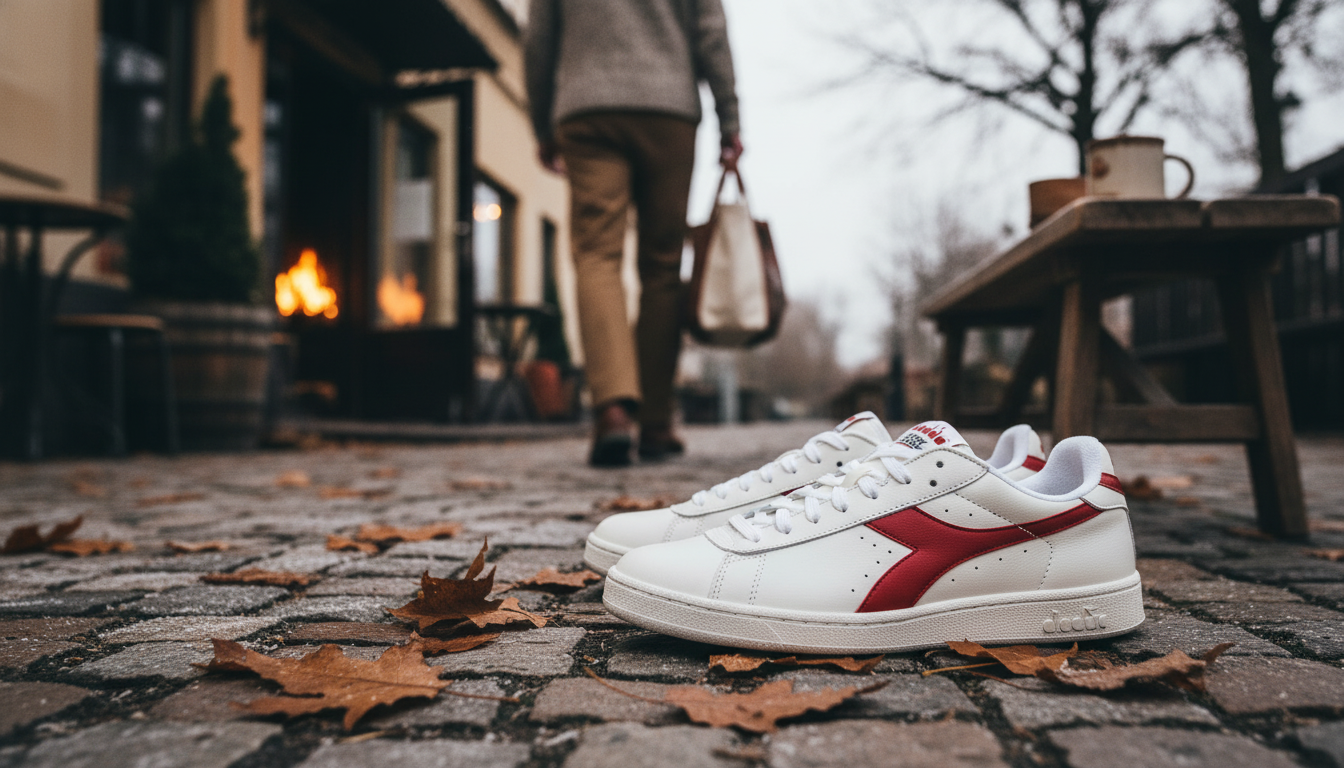Diadora Men’s Red Faux Leather Sneakers for Cold Days