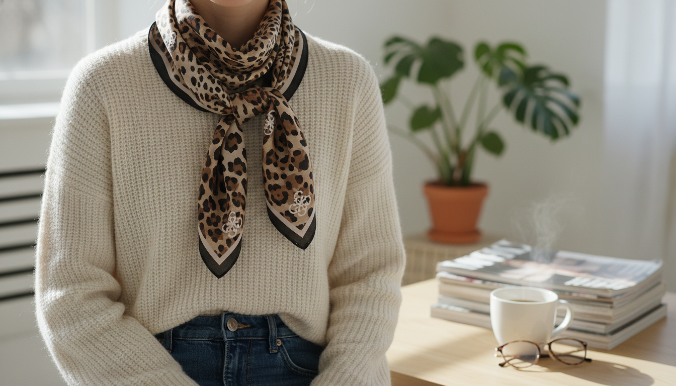 Guess Brown Leopard Print Scarf: Easy Outfit Upgrade