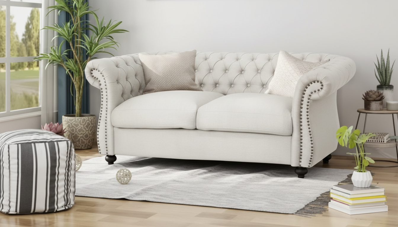 Modern Chesterfield 2-Seater Sofa: Fit, Comfort & Care