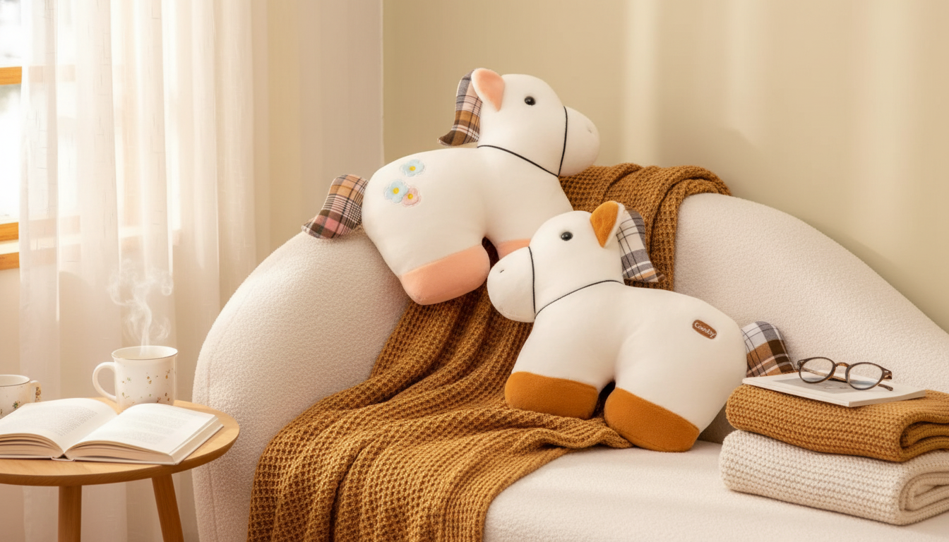Warm Checkered Pony Plush Pillow for Cozy Spaces