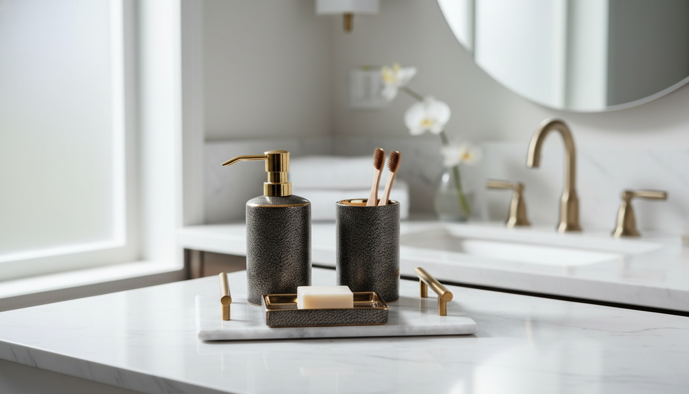 Elegant Ceramic Bath Set: Organized, Spa-Like Vanity