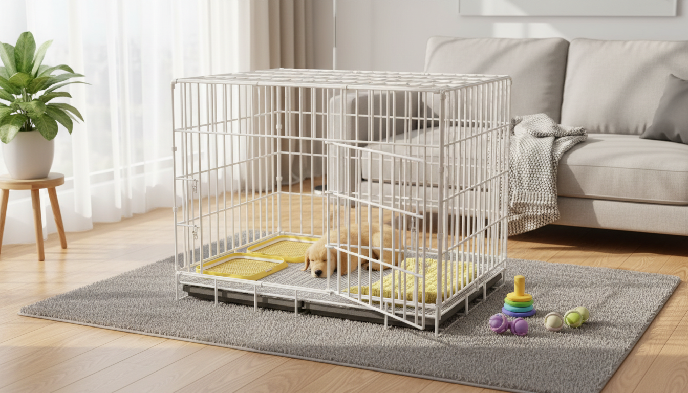 Foldable Indoor Dog Cage with Toilet Tray for Easy Training