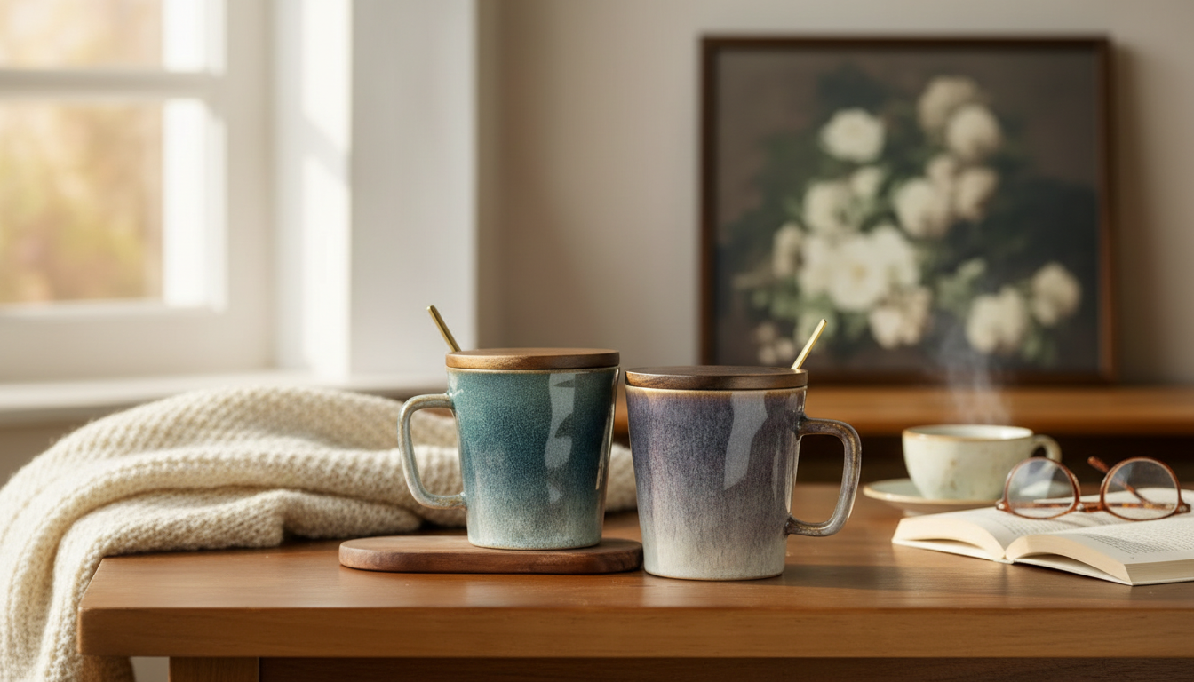 Retro Porcelain Mug Set (2pcs) for Coffee & Tea